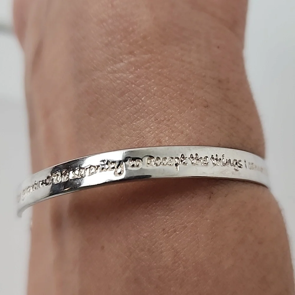 Serenity Prayer Bangle 'Courage' 925 Sterling Silver - Picture 4 of 16